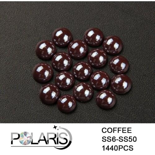 Polaris AAAAA Coffee Half Round Hotfix Rhinestones Ceramic Pearl ss10/ss12/ss16/ss20 Rhinestones Iron-on For Garment Accessory