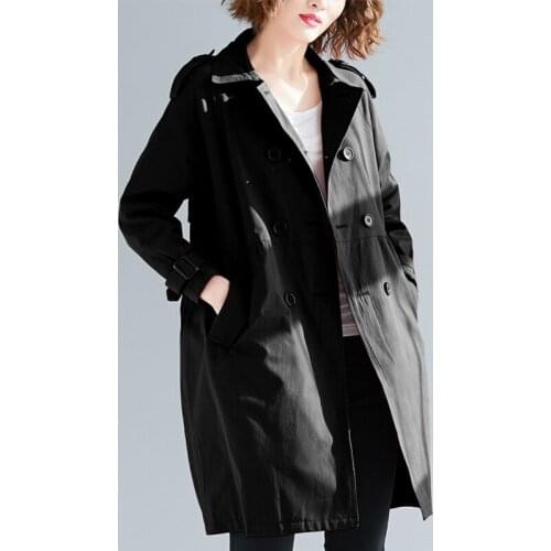 Casual Solid color Double Breasted Trench women fashion Loose Medium and long section Coat Autumn new Large size 4XL outwear