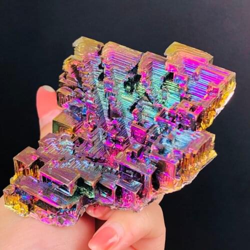 Natural Color Titanium Bismuth Rare Rainbow Metal Crystal Mineral Gemstone Decor