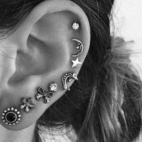 1 Set Sell Women Blackstone Small Bohemian Earring Hoop Earrings for Women Boucle Jewelry Dazzling Cubic Zirconia Opal Brincos