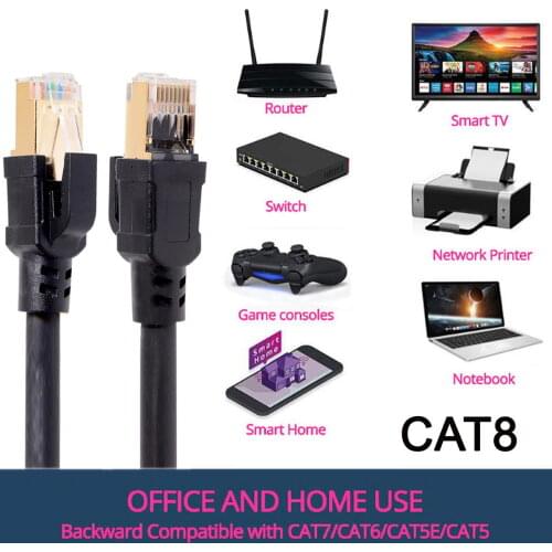 Zihan Cat8 RJ45 Ethernet Network Lan Cable Male to Male 8P8C Patch Cord 25/40Gbps for Router Laptop