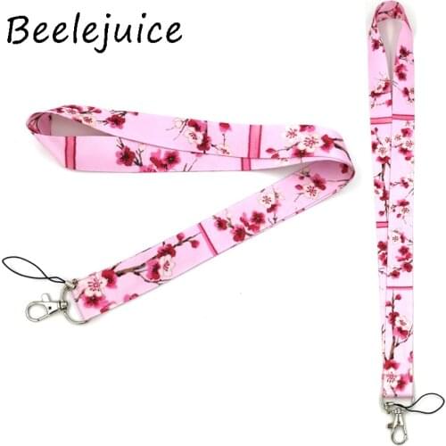 Cherry blossoms Mobile phone lanyard For keys ID Card Pass Gym USB badge holder DIY Hang Rope Tags Strap Neck Lanyards