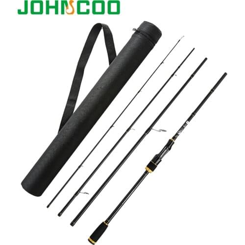 JOHNCOO Spinning Rod with Case Light weight Rod Fast Action 5-20g Casting Fishing Rod Carbon Travel Rod 4 Sections jig Rod