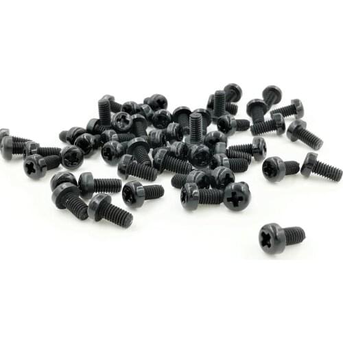 100pcs M3*5/6/8/10/12/15/18/20 black nylon round pan head screw
