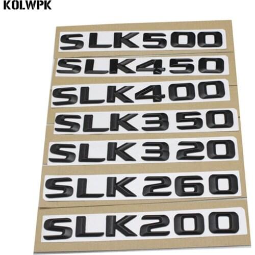 High quality ABS black For Mercedes Benz SLK300 SLK320 SLK350 SLK400 Car Rear Trunk Emblem Badge Chrome Alphabet Letter Stickers