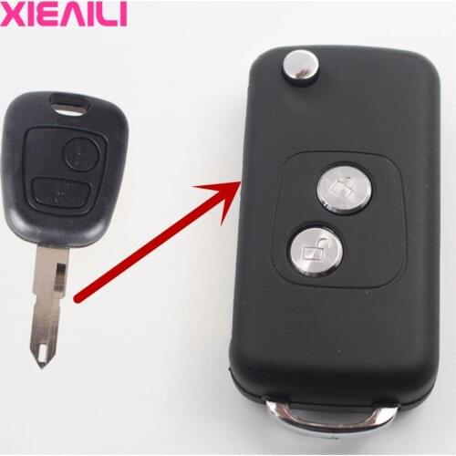 XIEAILI 10Pcs 2Button Modified Flip Folding Remote Key Case Shell For Peugeot 206 For Citroen C2 Key Fob Case S62
