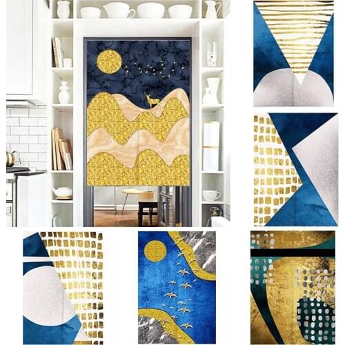 Geometric Fabric Blackout Curtain Cotton Linen Partition Curtain Door Curtain Home Decoration Doorway Hanging Curtain