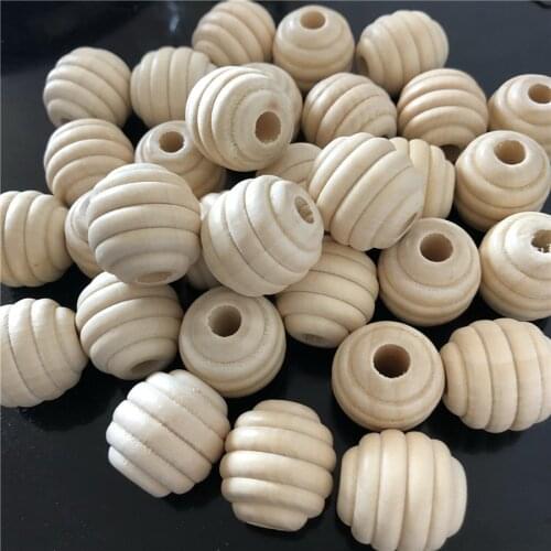 100Pcs/lot 21mmx20mm Wooden Beads Unfinished Natural Screw Whorl Wave Wood Beads Stripe Shaped Ball DIY Jewelry Finding