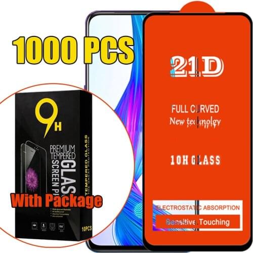 1000pcs 21D Full Glue Tempered Glass For Xiaomi Mi 11 Lite 11X Pro 11i 10i 10 10T F3 GT A4 M4 X3 Screen Protector Film With Box