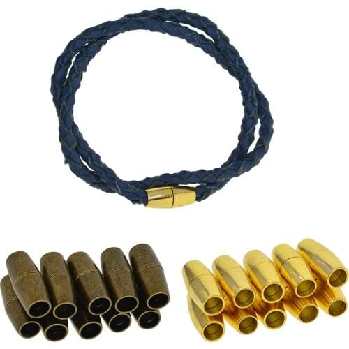 10X Barrel Clasps Fit 4mm Round Leather Cord Kumihimo Bracelet DIY