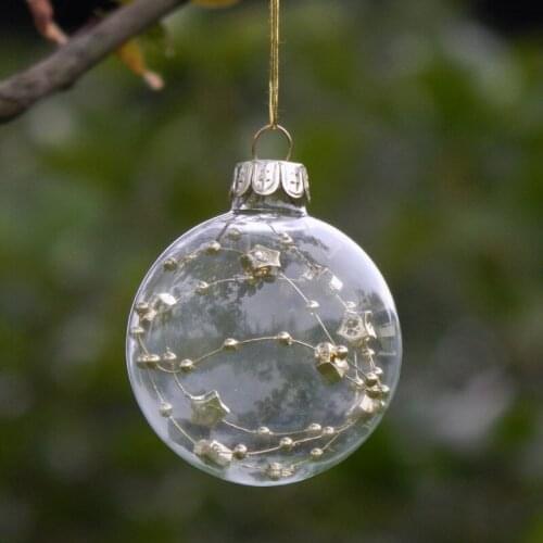 12pcs/pack Diameter=7cm Transparent Glass Pendant Christmas Day Glass Globe Wedding Decoration Glass Hanger