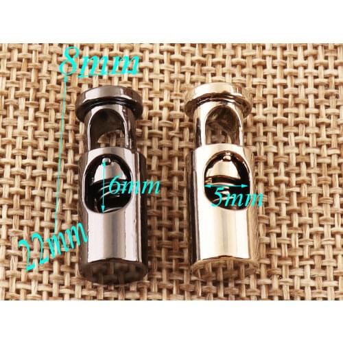 20 pcs Silver/Gunmetal Double Barrel Toggle Cord Lock,Spring Buckle Stopper Spring Buckle,Cylinder Stopper Toggle cord stop