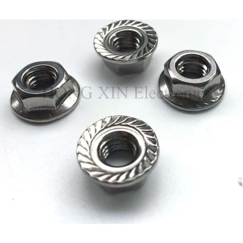 20Pcs DIN6923 M3 M4 M5 M6 M8 304 Stainless Steel Hexagon Flange Nuts Pinking Slip Locking Lock Nut