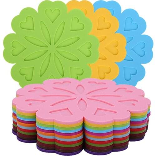 3Pcs Mug Coasters Silicone Placemat Cup Pad Silicone Table Mat Cup Coaster Flower Shape Placemats for Table Kitchen Accessories