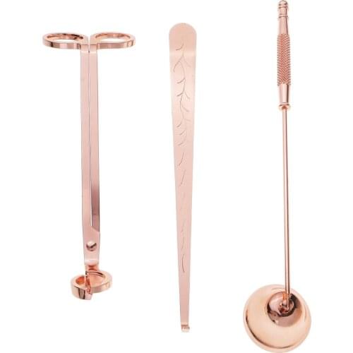 3 in 1 Candle Accessory Set Candle Wick Trimmer Dipper Candle Snuffer Rose Gold, Stainless Steel, Perfect for Proper Candle Care