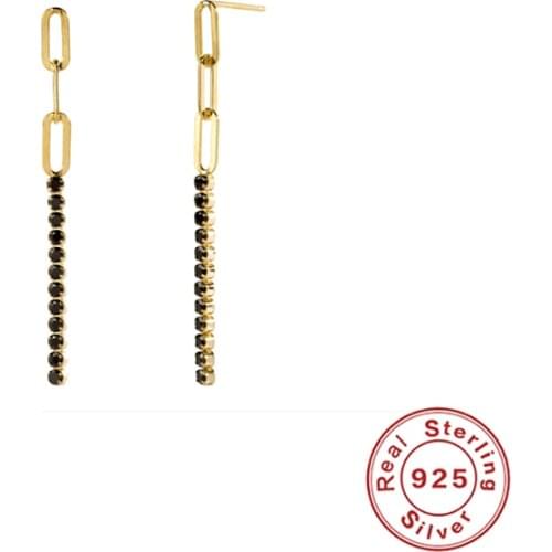 Aide 925 Sterling Silver Stud Earrings Chain Earring For Valentines Day Birthday Bling CZ Tassel Piercing Earring Jewelry