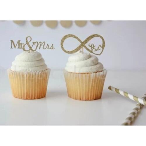 Glitter wedding Browning Deer Heart cupcake toppers, engagement party cupcake toppers, bridal shower mr&mrs cupcake topper