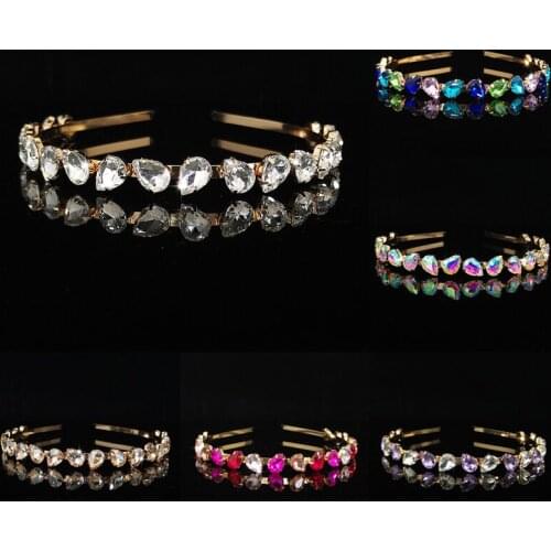 Shiny AB Crystal Princess Head band Fashion Headwear Girl Women Wedding Hairbands Hair Hoop Accessories