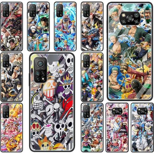 Anime One Piece Tempered Glass Phone Case for Xiaomi Mi Poco X3 NFC 10S 9T 10T Pro Note 10 Lite CC9E Soft Edge Shell