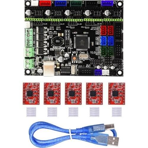 DuoWeiSi 3D Printer Parts for MKS Gen L V1.0 controller board + 5pcs A4988 Stepper Motor Driver MKS Gen-L V1.0