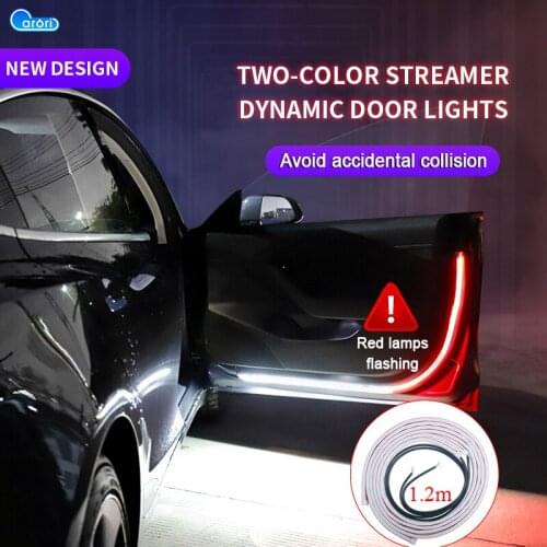 Car Door Warning Light Interior Welcome Light LED Safety Strobe Signal Strip Lamp Anti-collision Flashing Bar Auto Decoration