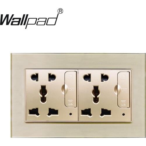 Double 5 Pin Universal Power Socket Glass Panel Wallpad 2 USB Charging Port Universal Socket Wall Outlet 146mm * 86mm