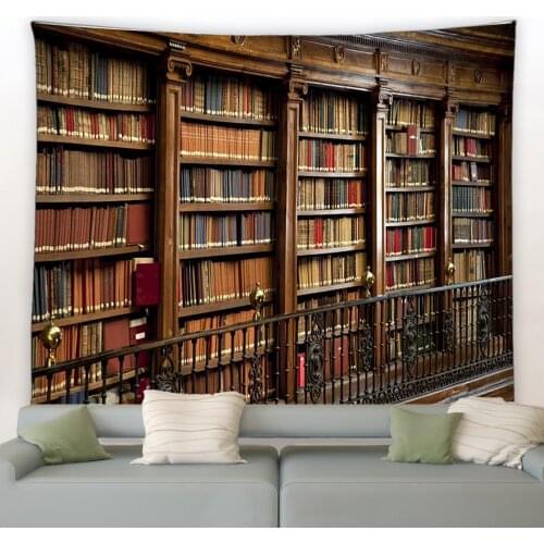 Tapestry Retro Magic Bookcase Mysterious Library Tapestries Wall Hanging Art Decor Blanket Bedroom Living Room Background Cloth