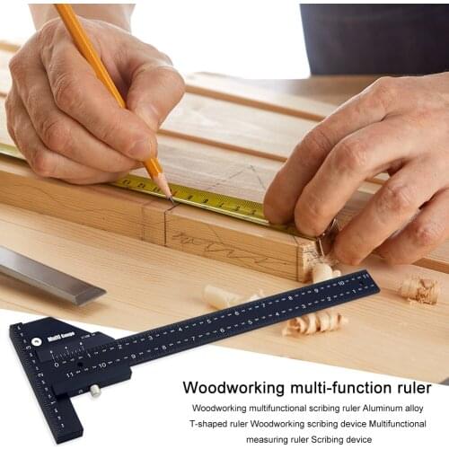 T-type Line Scriber Scale Ruler Woodworking Carpenter Aluminum Marking Gauge Portable Measure Accurately Tool