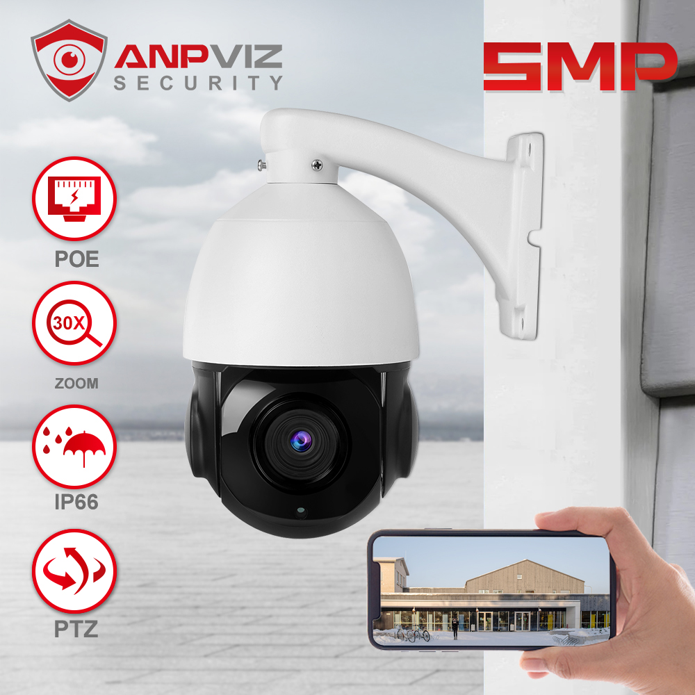 Hikvision Compatible Anpviz 5MP POE IP PTZ Security Camera Outdoor 30X Zoom Speed Dome Surveillance Camera 80m IR Onvif IP66