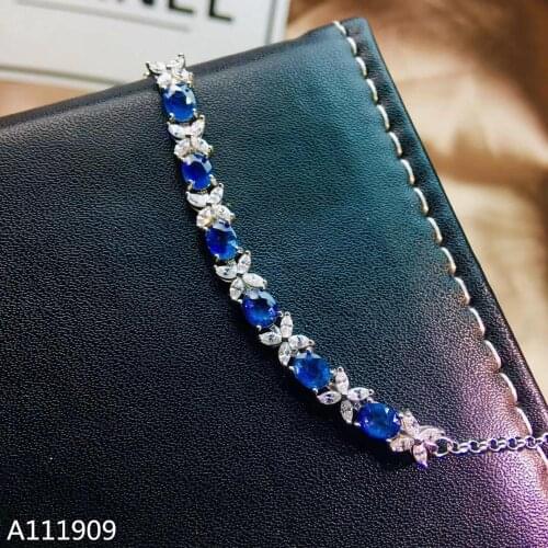 KJJEAXCMY boutique jewelry 925 sterling silver inlaid Natural sapphire female Bracelet support detection popular