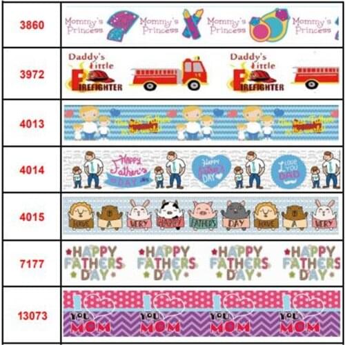 50 Yards 16mm-75mm Fathers Day printed Grosgrain Ribbon /elastic band For DIY Hair Bow Gift Wrapping Party Decoration