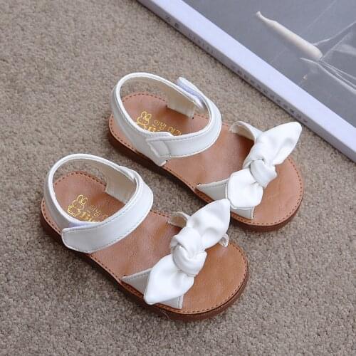 Summer Kids Shoes Fashion Sweet Girl Princess Children Sandals For Girls Toddler Baby Soft Breathable White Bow Shoes Size 21-30