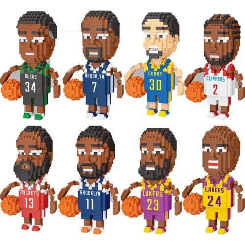 Mini Building Block Figure Diamond Bricks Micro NBAplaying Basketball Player Rudy Gobert Toys DIY Educational Model Curry James