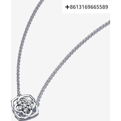 Fashionable new 925 sterling silver rose petals hanging necklace for men and women