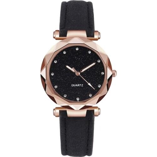 Fashion New Casual Women Romantic Starry Sky Wrist Watch Leather Rhinestone Designer Ladies Clock Simple Dress Gfit Montre Femme