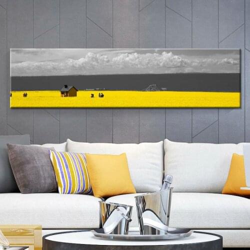 Golden Rice Field Bridge Love Landscape Wall Art Canvas Painting Nordic Posters And Prints Wall Pictures For Living Room Decor