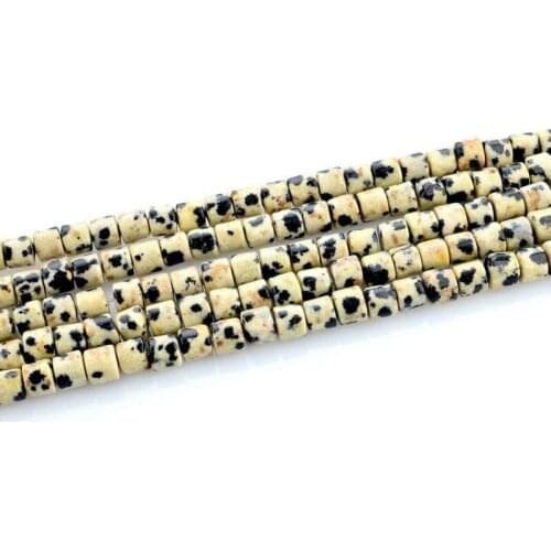 Natural Spotted Stone Cylindrical Loose Beads 4mm Semi-gem Jewelry Finding Making Necklace DIY Bracelet Accessories 40cm