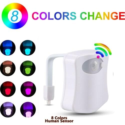Toilet Night Light, Motion Activated Toilet Night Light, 8 Color Changing Sensor LED Washroom Night Light Fits Any Toilet