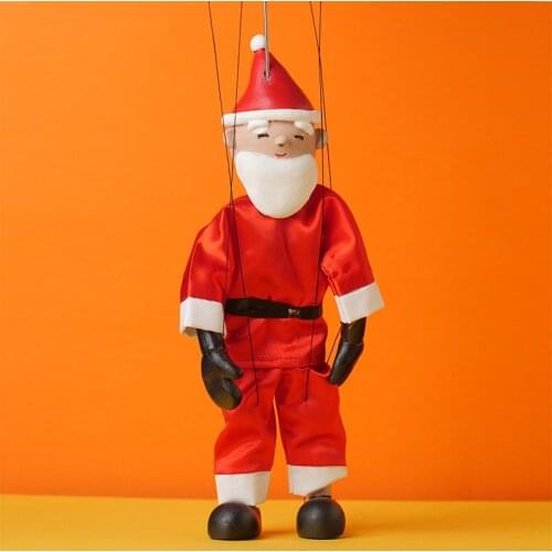 New 30Cm Funny Toy Pull String Puppet Santa Claus Wooden Marionette Puppet Toy Joint Activity Doll --- Loveful