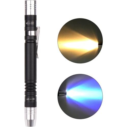 New 2 In 1 Mini Uv Led Flashlight Pen Flashlight Multifunctional Ultra Violet Flashlight Purple White Light Torch