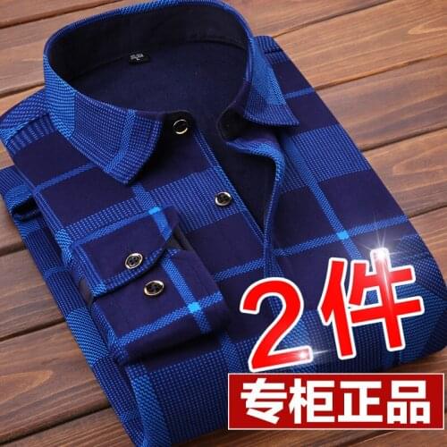 New autumn and winter warm Shirt Plush thickened Long Sleeve Shirt
