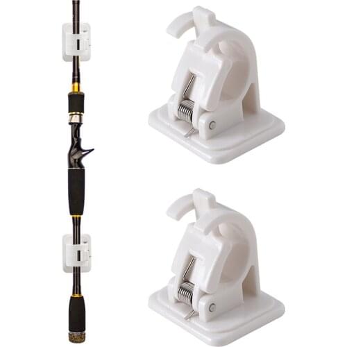 Pair Wall Mounted Fishing Rod Clips Storage Clamp Holder Rack