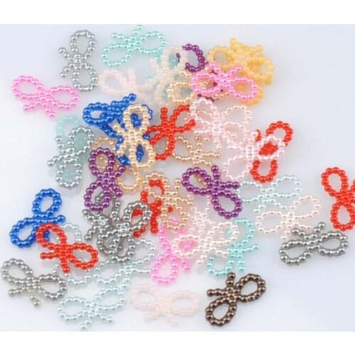 Half Round Pearl beads Bowknot Flatback Cabochon Scrapbooking Craft ABS For Diy 200pcs 10x18mm YKL0526X
