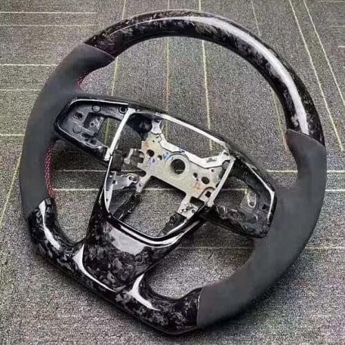Forged Carbon Fiber Steering Wheel Alcantara Perforated Leather Compatible for 10th Generation Honda Civic 16 17 18 19 20 21