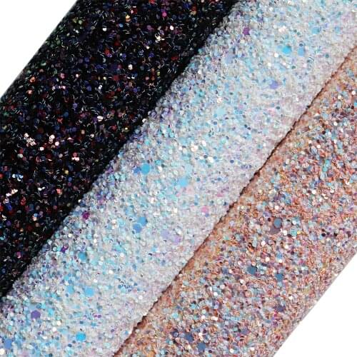 30x134cm Roll Pink White With Blue Soft Holographic Chunky Glitter Fabric Faux Leather For Bows Earring Decoration AY047