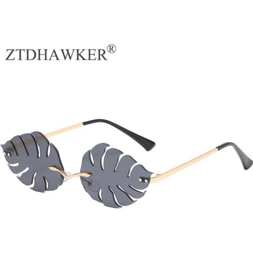 New Fashion Leaf Sunglasses Women Trendy Ladies Metal Eyeglasses Men Candy Color Personality Glasses