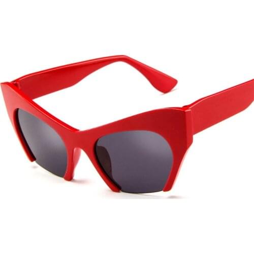 Retro Half Frame Cat Eye Women Sunglasses Fashion Red Silver Shades Uv400 Sun Glasses Female Big De Soleil Femme AAAR05