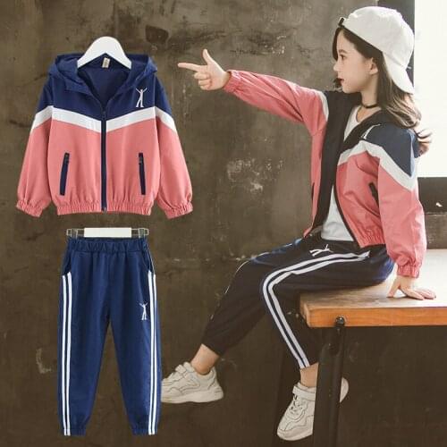 Sportswear Spring Autumn Warm Girls Suit Coat+Trousers 2Pcs/Sets Teenage Childrens School Clothing Kids Party High Quality