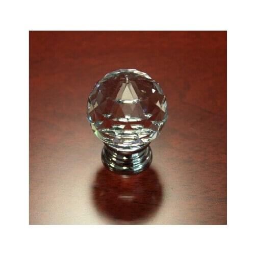 UNILOCKS 10pcs Economic Crystal Glass Clear Cupboard Door / Drawer Knobs *Mabel* 30mm Sliver Kitchen Drawer (Diameter:30mm)
