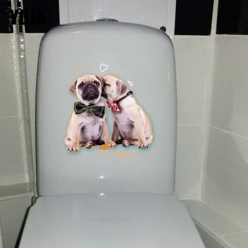 YOJA 20.5*21.6CM Close Two Dogs Cartoon Wall Stickers For Kids Rooms Toiltte Decals Decor T1-0280